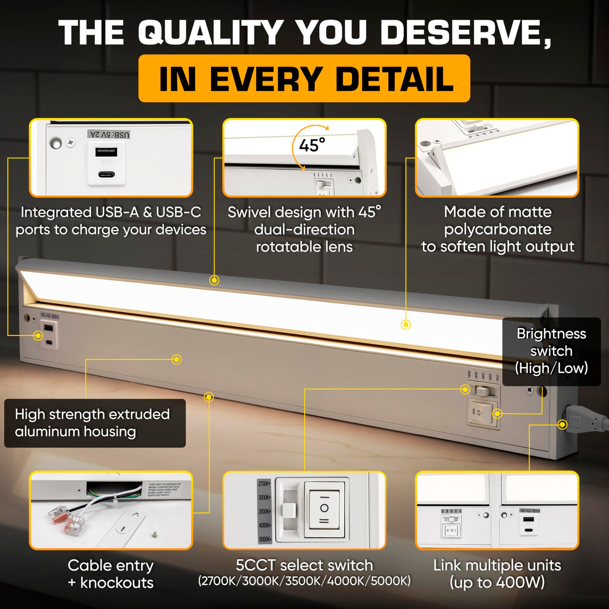LED Under Cabinet Lighting 24 Inch White J3255