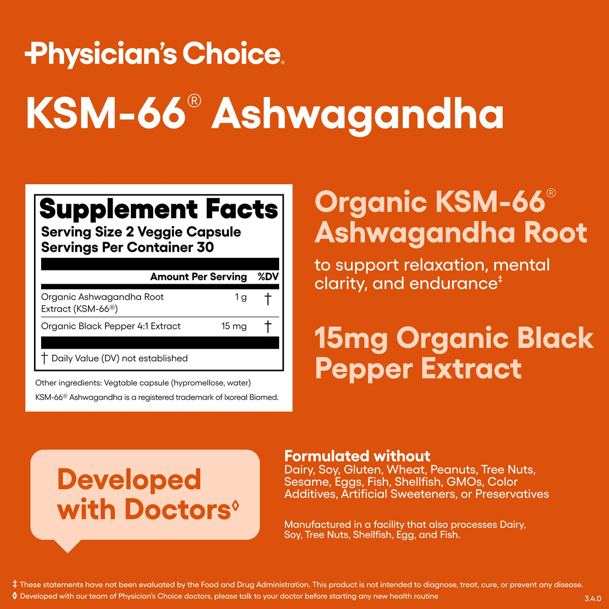 Organic KSM-66 Ashwagandha Root Extract 1,000mg 60ct C621