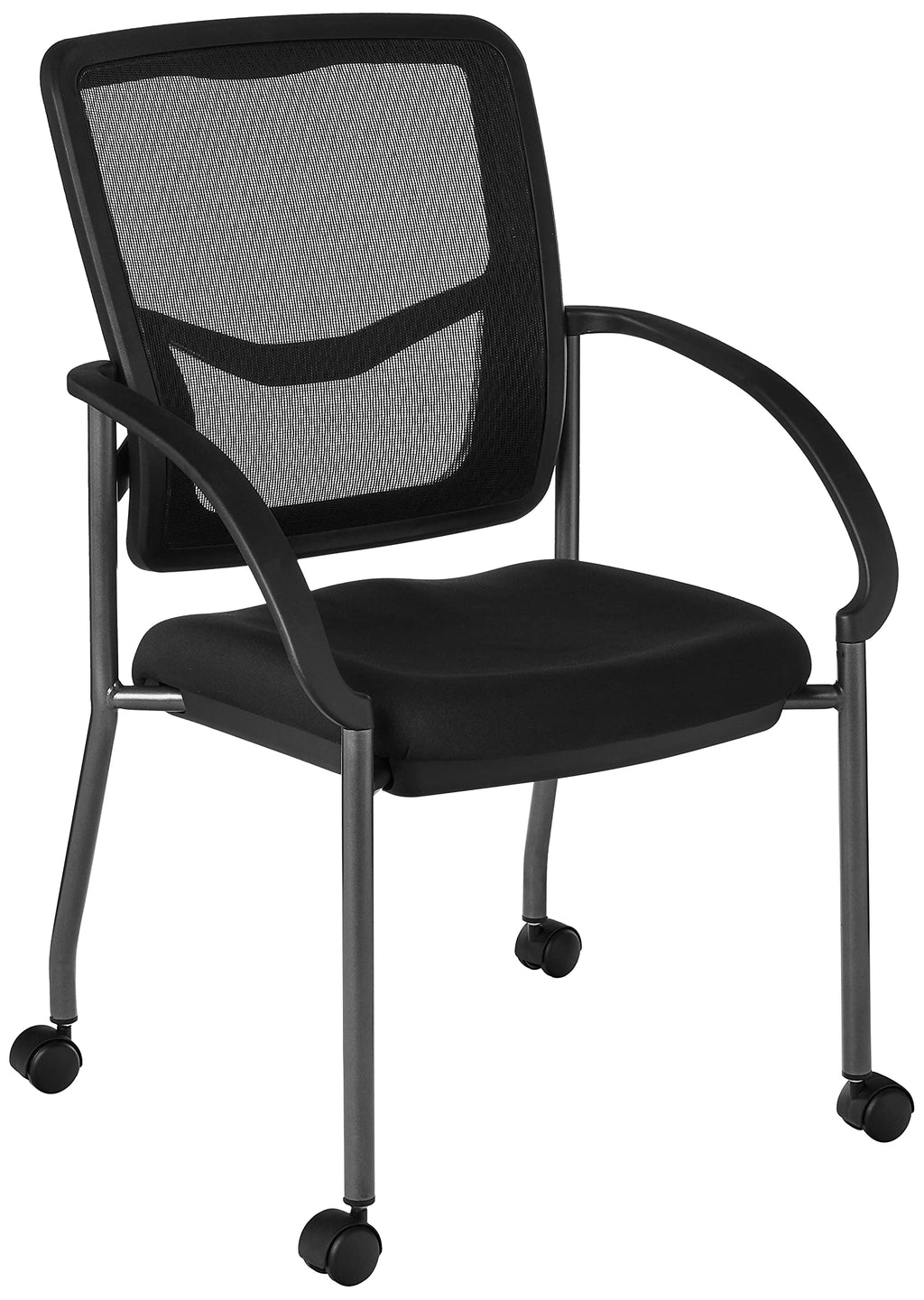 Stackable Visitor's Chair with Breathable Back and Rolling Casters H7595
