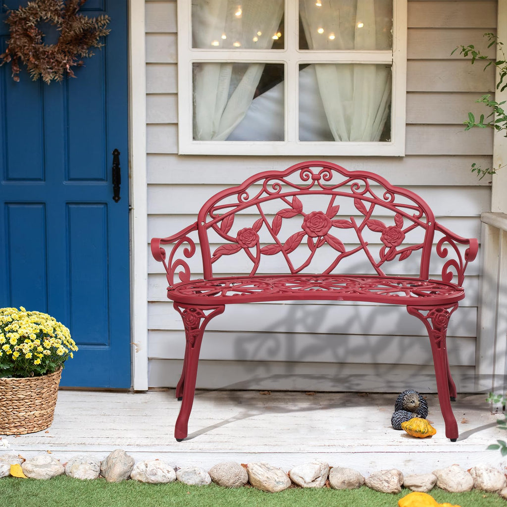 38.5" Cast Iron Aluminum Patio Bench V96327