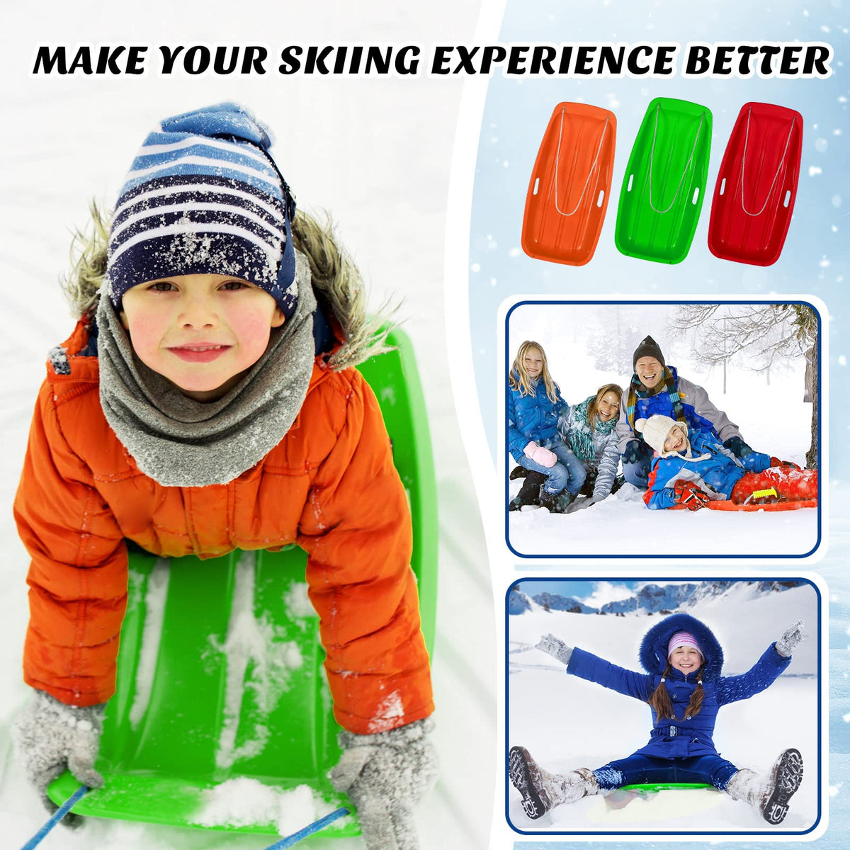 12 Pcs 35 Inch Plastic Snow Sleds D4125