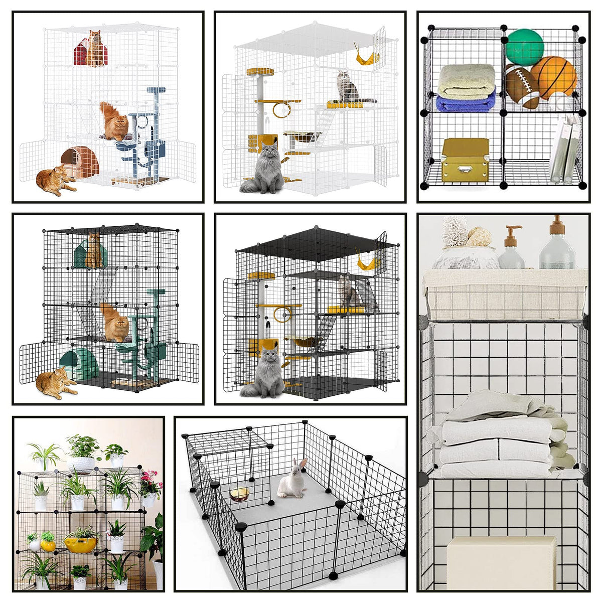 Large Cat Cage Detachable Metal Wire Playpen T326780