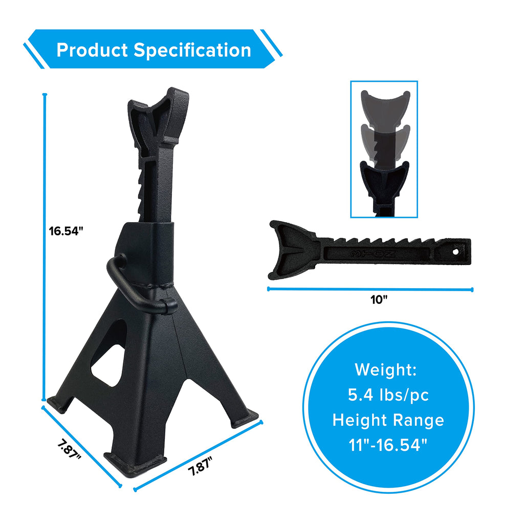 2.5 Ton Steel Floor Jack and 3 Ton Black Jack Stands J287