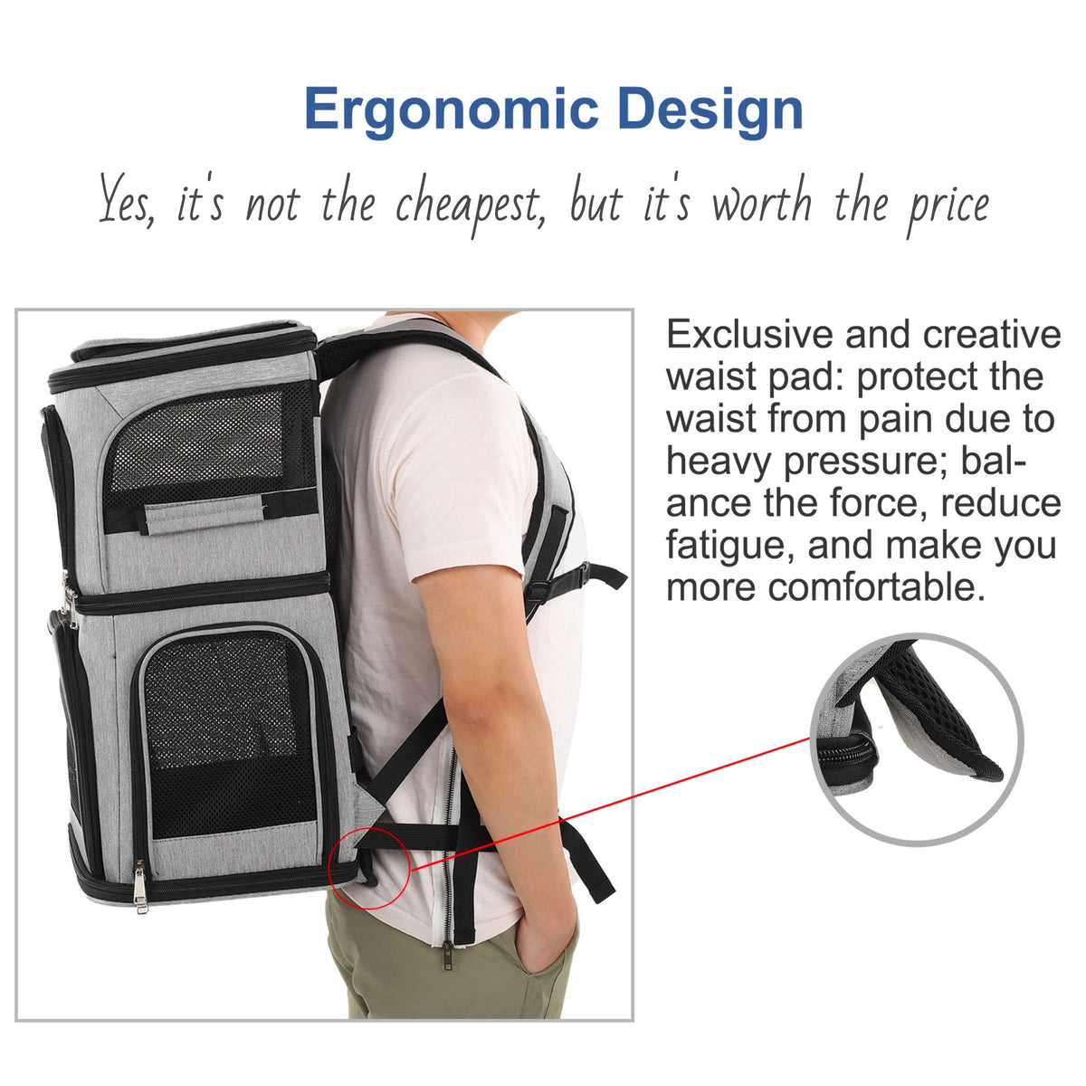 Expandable Cat Backpack Carrier for 2 Cats, 7 Windows, Foldable L151071
