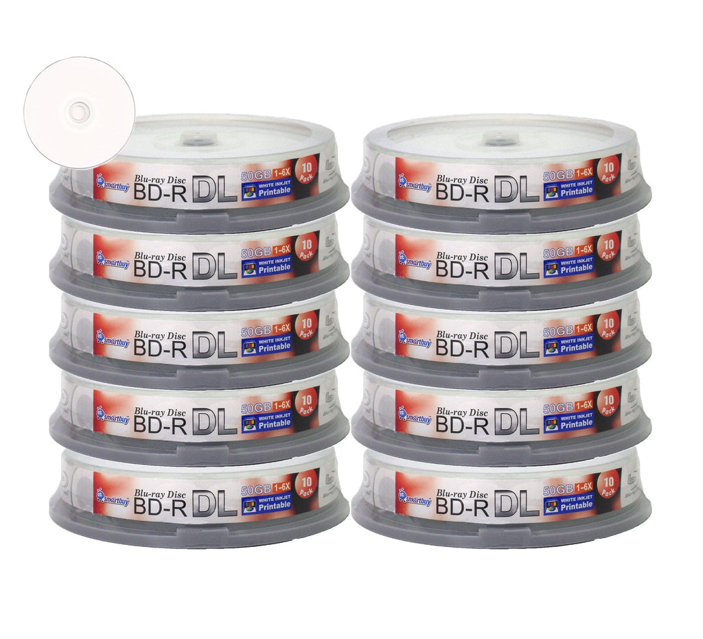 100 Pack White Inkjet Printable 50gb Blu-ray D462