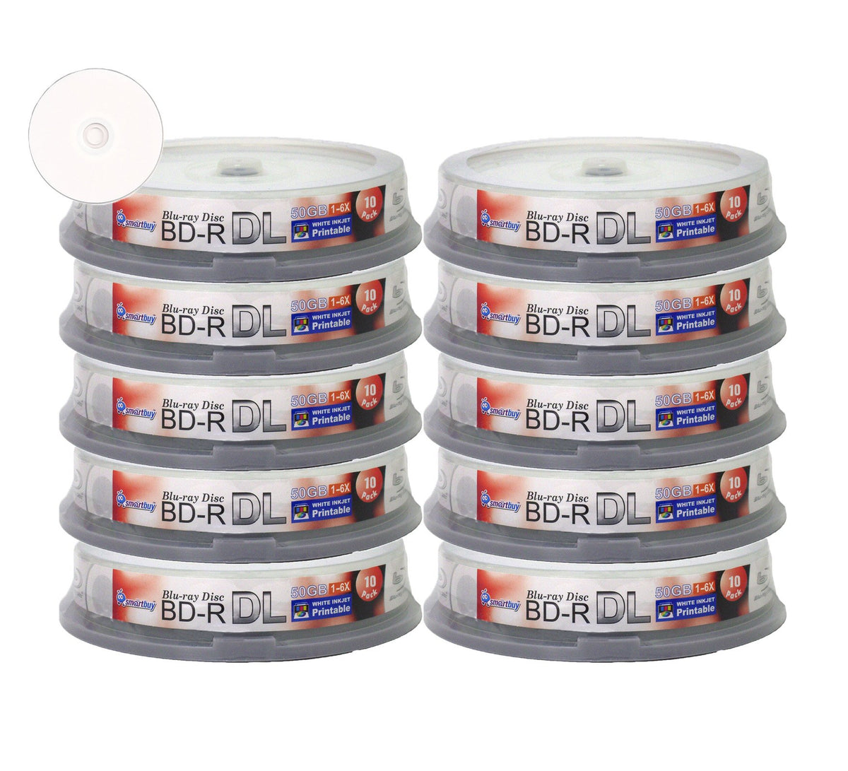 100 Pack White Inkjet Printable 50gb Blu-ray D462