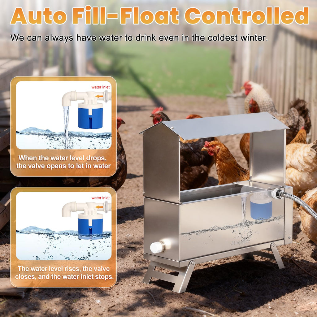Heated 2 Gallon Stainless Steel Chicken Waterer V249