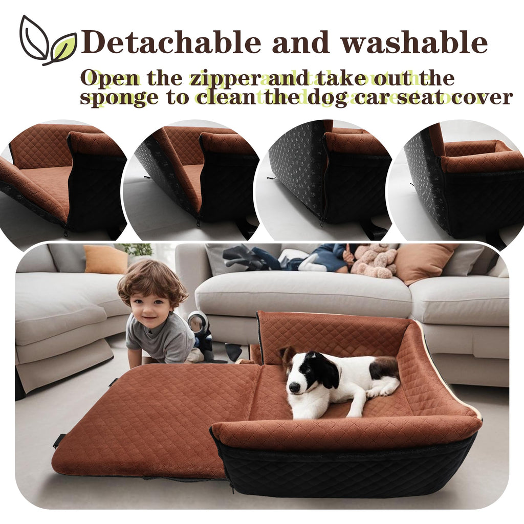 Dog Car Seat Bed 2 in 1 Memory Foam Removable Washable N67039