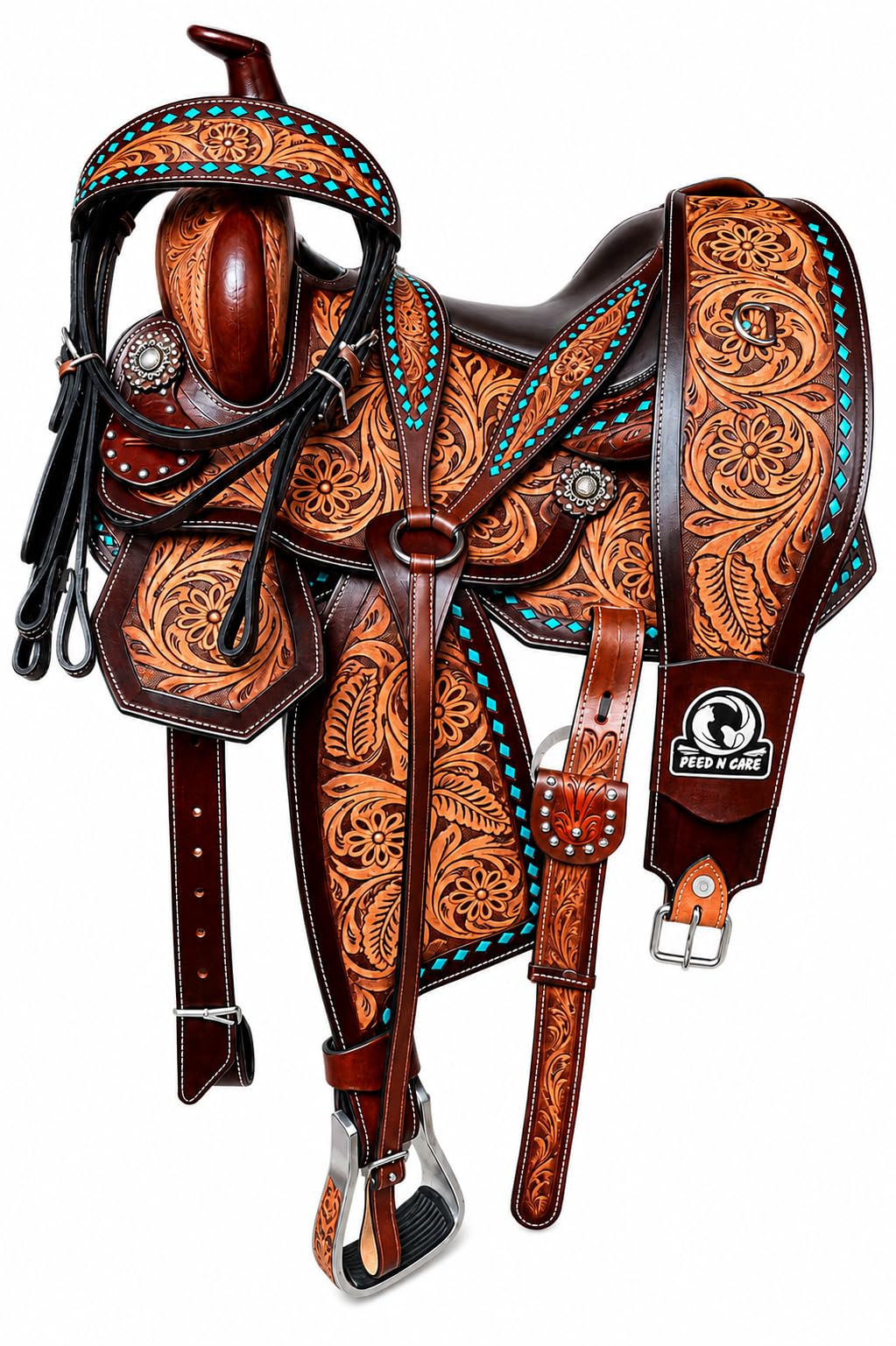 Leather Horse Saddle with Tack Set Y153