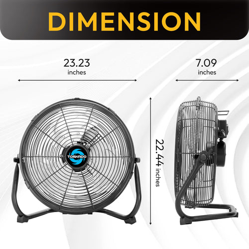 20 Inch 3-Speed High Velocity Metal Floor Fan U998