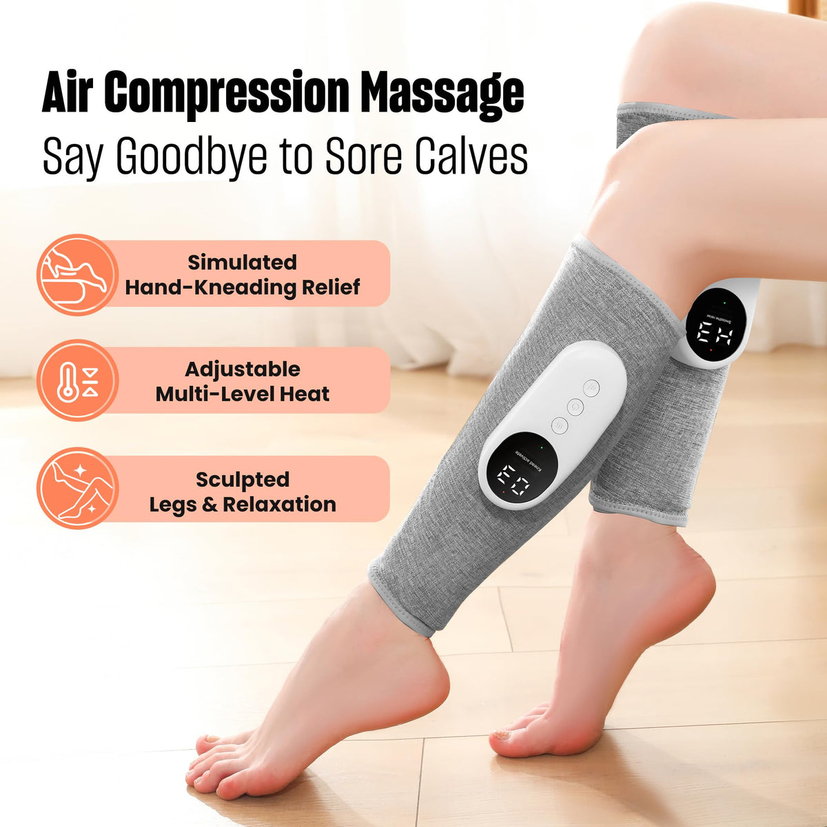 Light Gray Leg Massager with Heat and Compression B71837