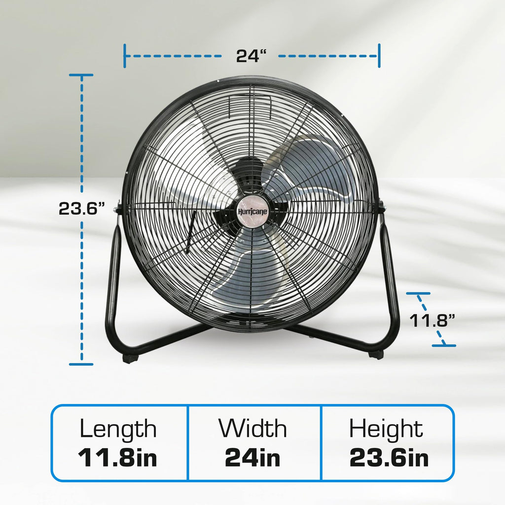 High Velocity Metal Orbital Floor Fan, 3 Speeds, Black, 20in R3137