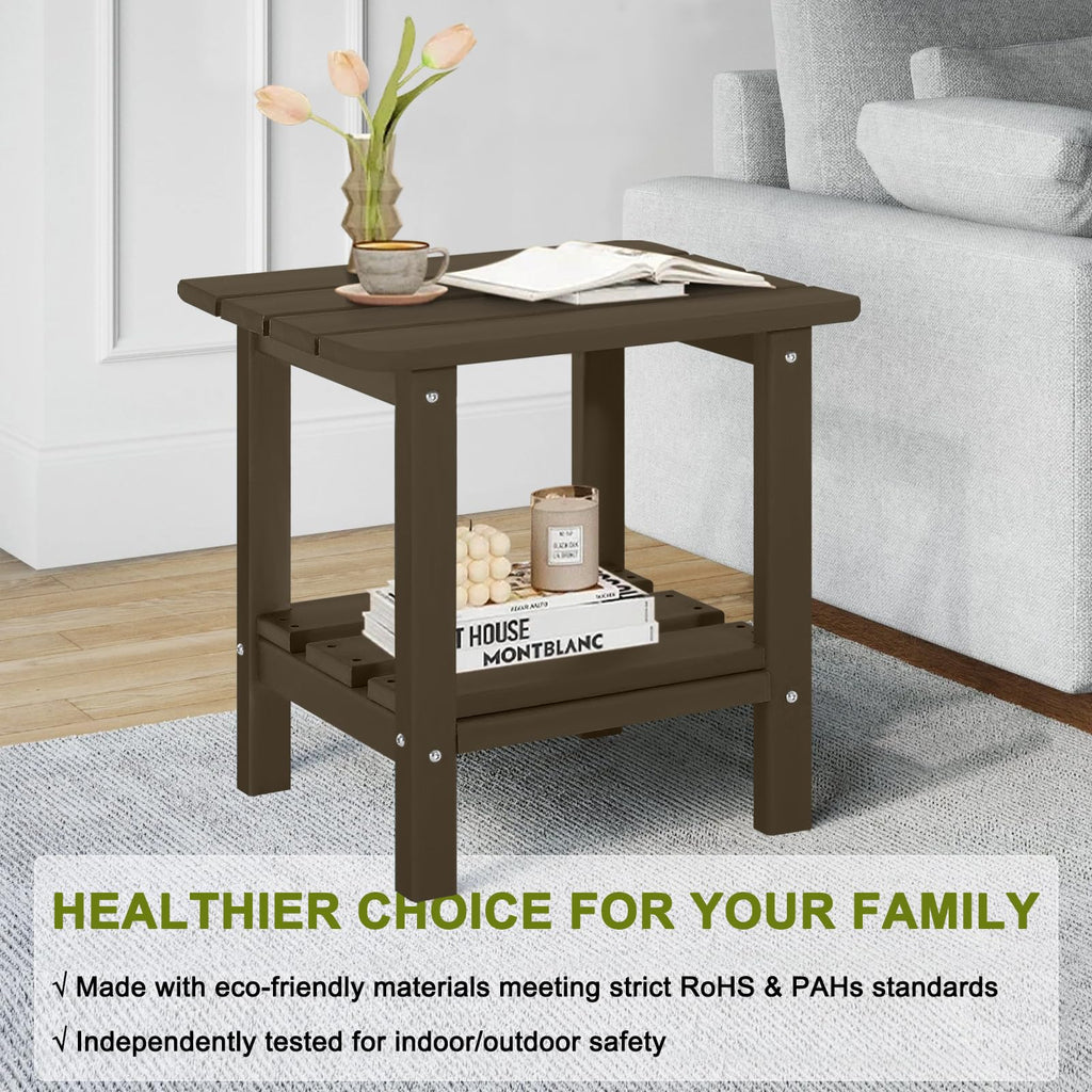 Set of 2 Dark Brown HDPE Storage Side Table E894256