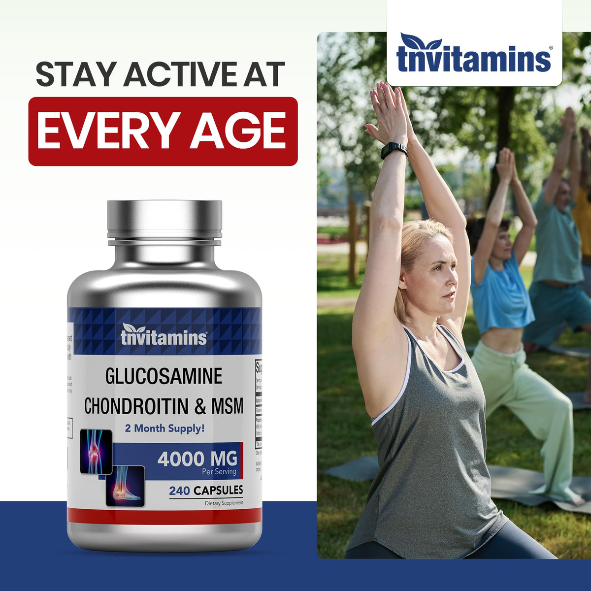 Glucosamine Chondroitin MSM 240 Capsules 4,000 mg Joint Support Supplement O1482