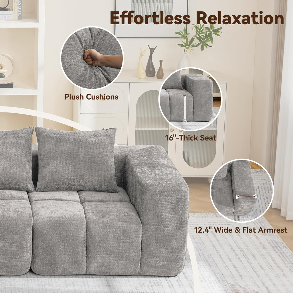 Light Grey Oversized Tufted Memory Foam Loveseat B772