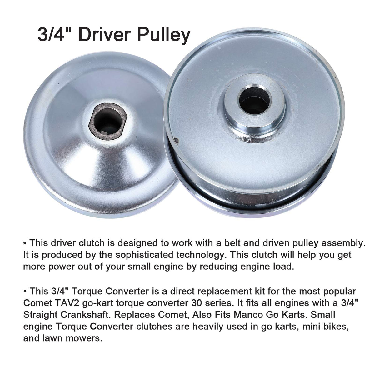 3/4" Bore 6" Diameter Asymmetric CVT Torque Converter with 5/8" Clutch and 725 Belt L42355
