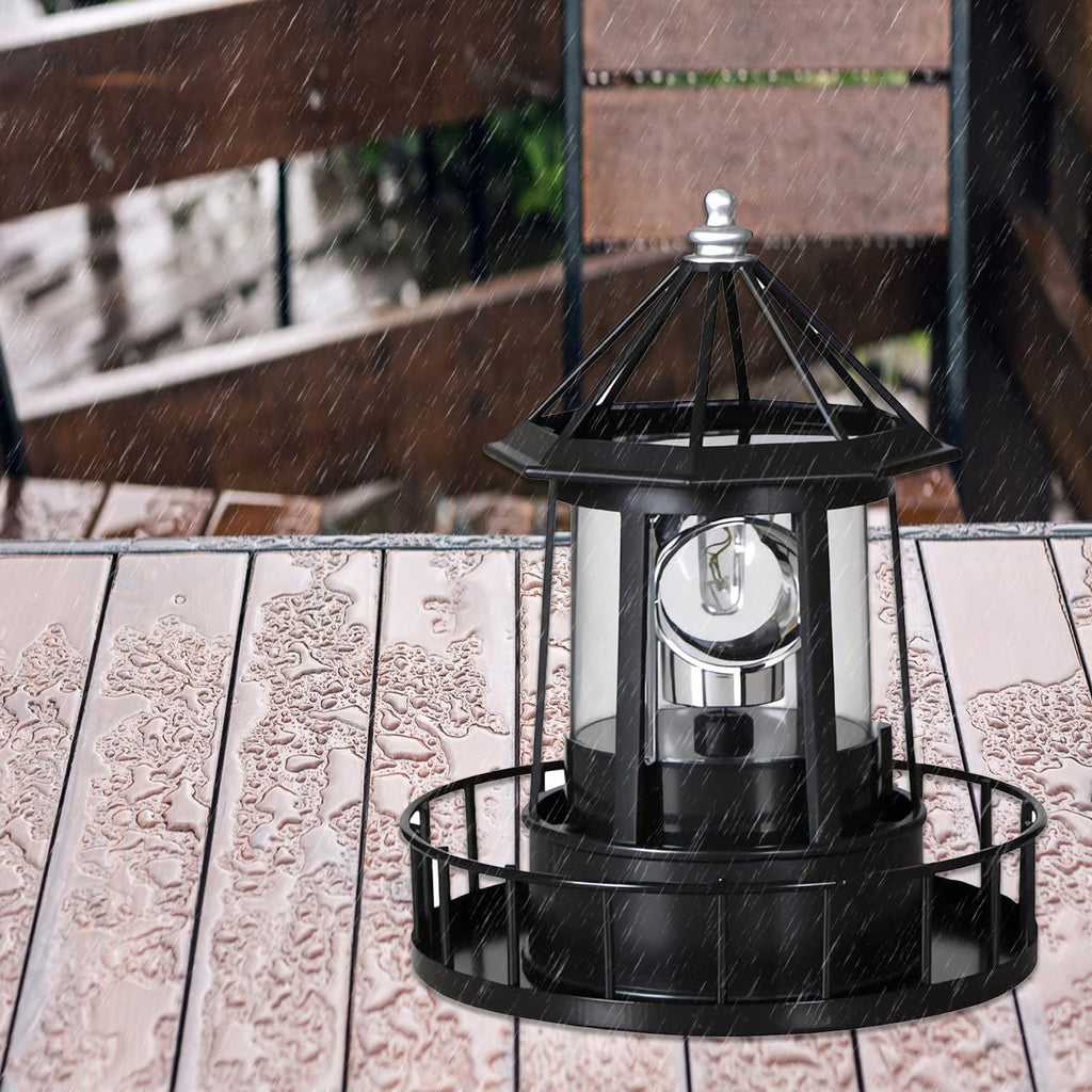 Black IP65 Waterproof Solar Rotating Lighthouse Light P3217