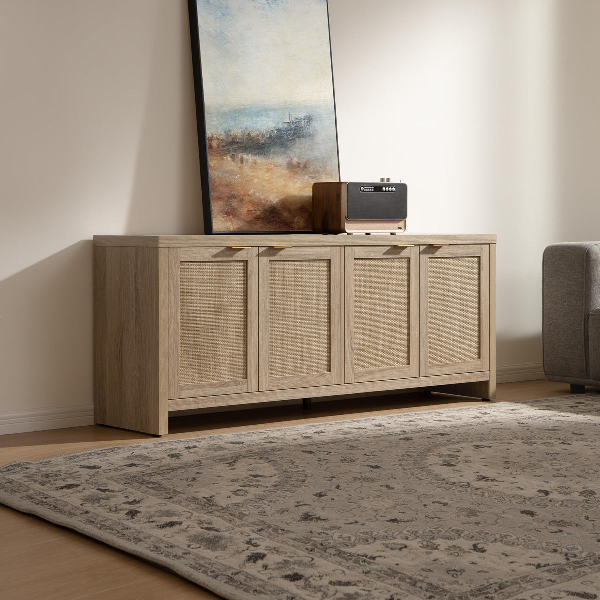 TV Stand with 4 Rattan Cabinets G89259