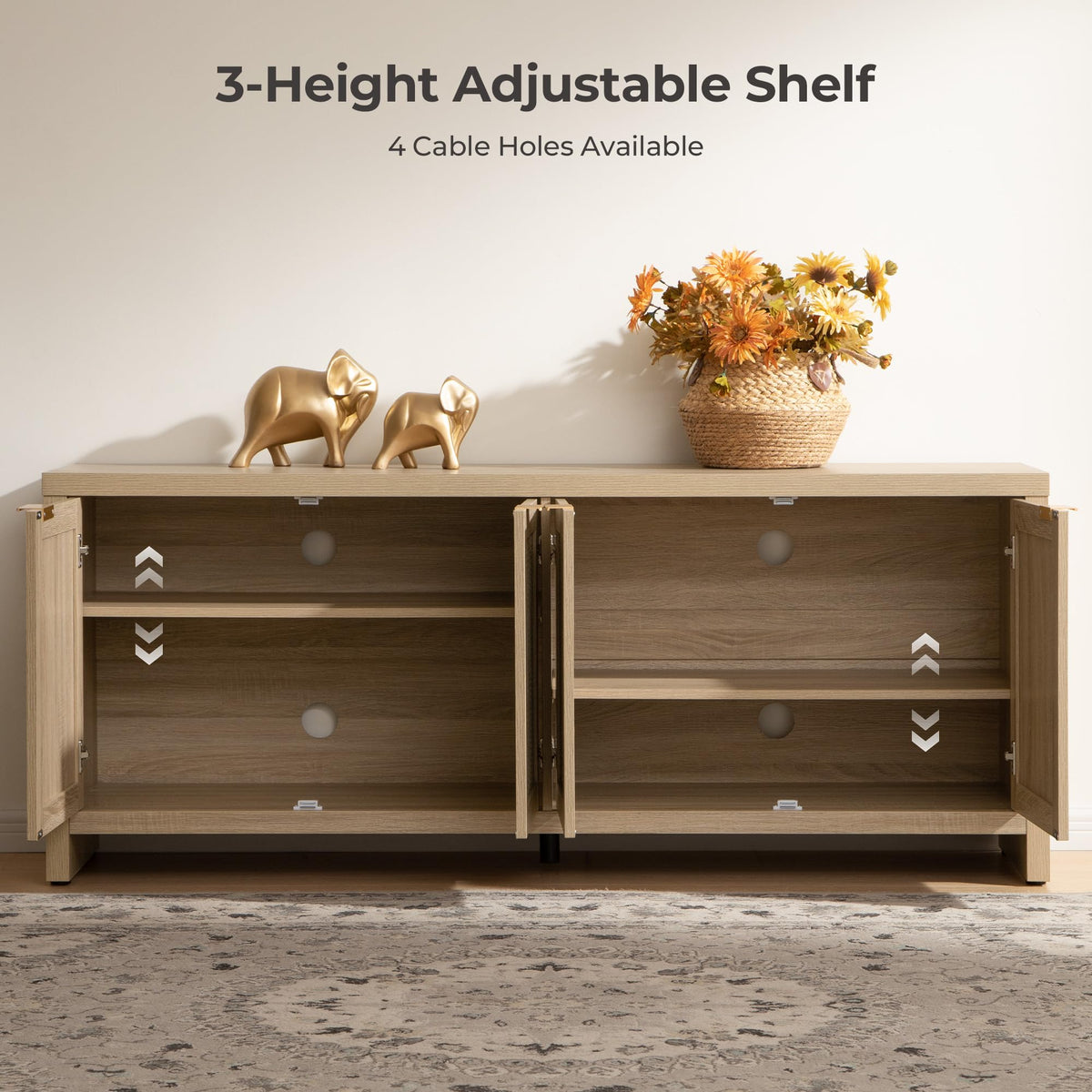 TV Stand with 4 Rattan Cabinets G89259