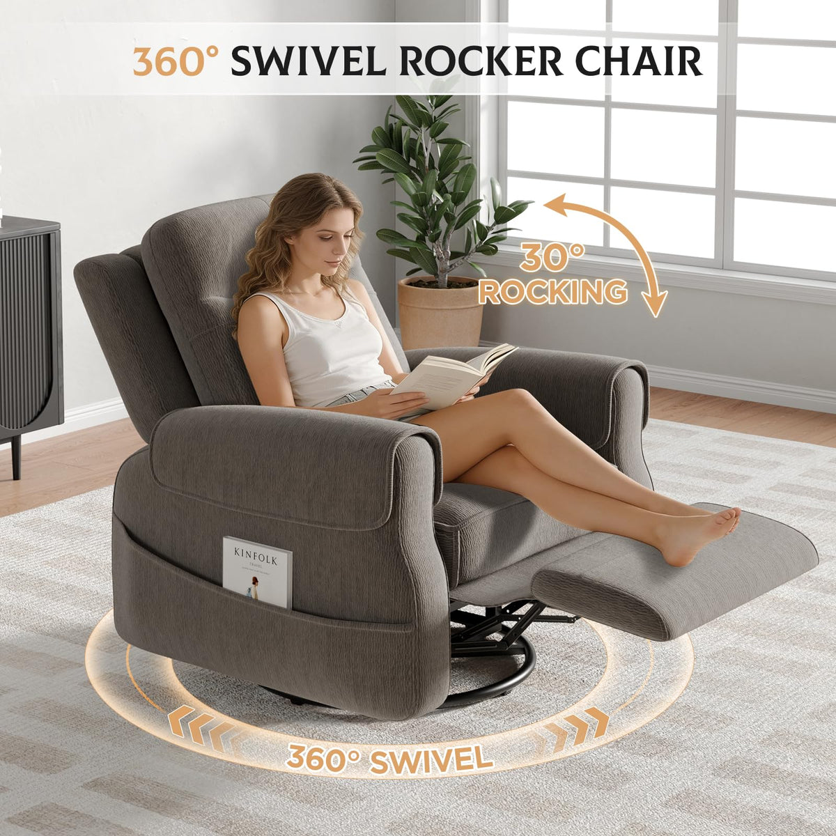 Faux Shearling Recliner Chair Grey Q79329