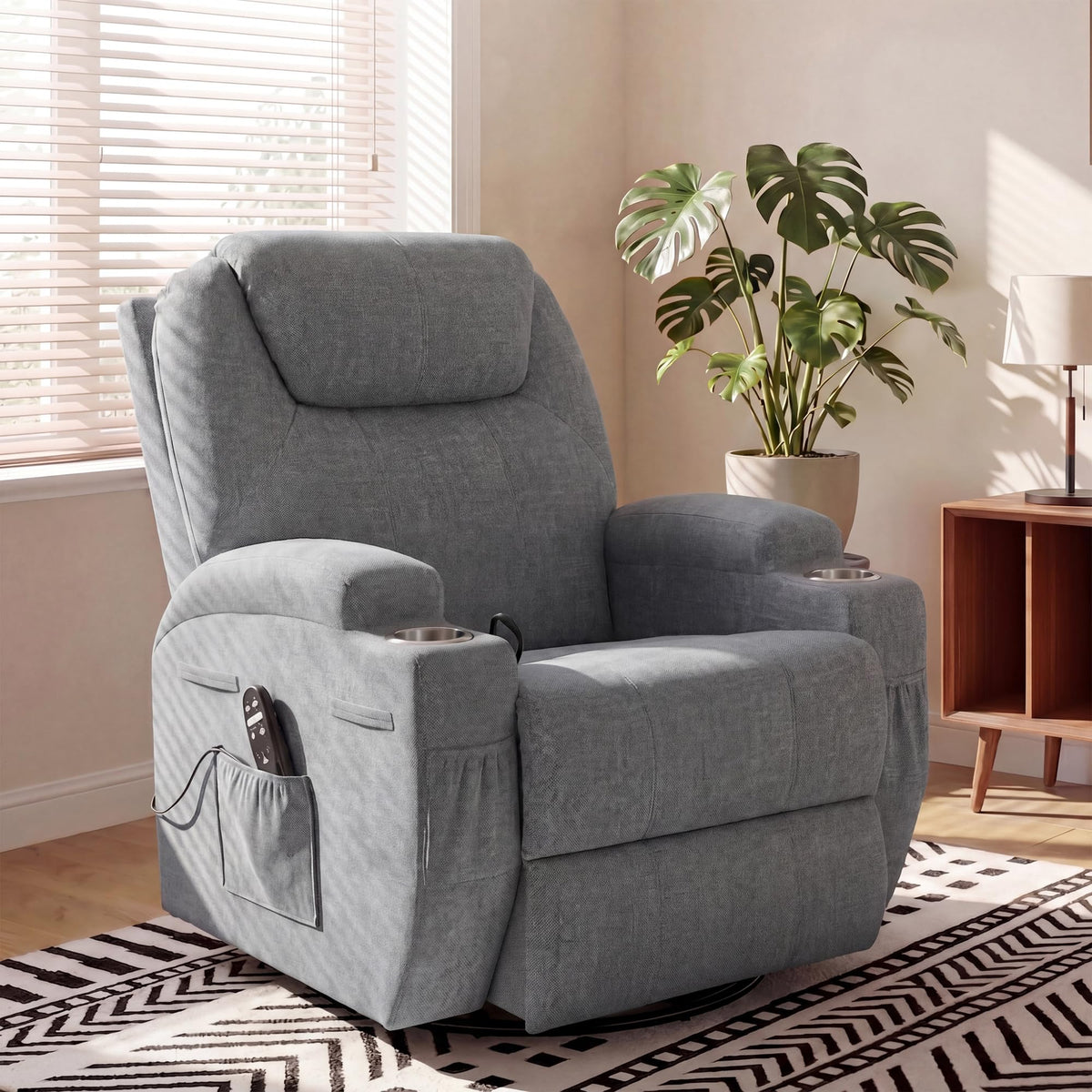 Small Swivel Rocker Recliner with Massage J492