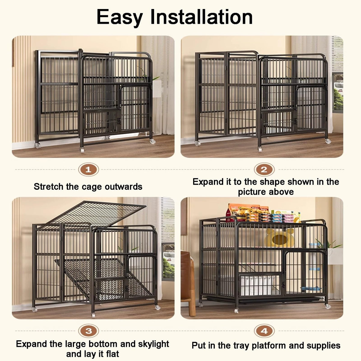 Foldable 4-Tier Indoor Cat Enclosure with Hammock Z553