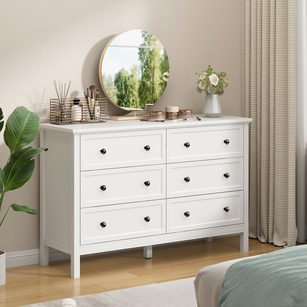 White 6 Drawer Dresser P43727