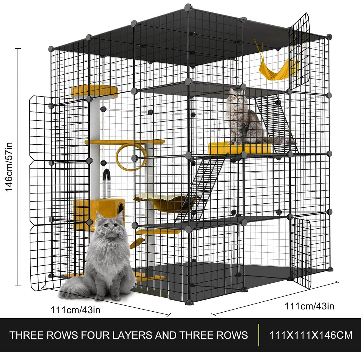 Large Cat Cage Detachable Metal Wire Playpen T326780