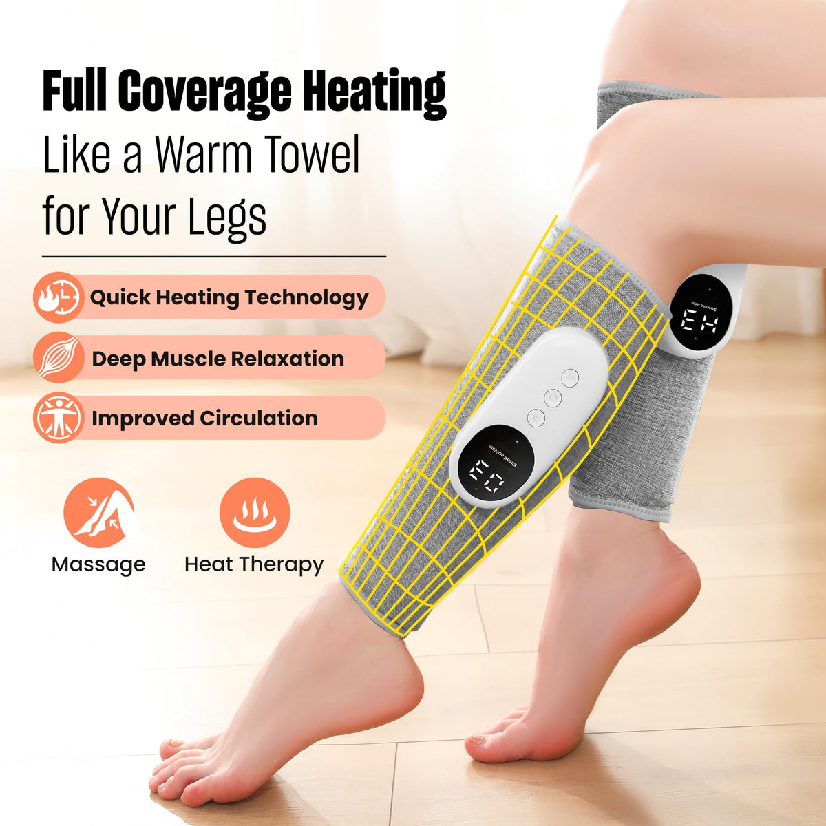 Light Gray Leg Massager with Heat and Compression B71837