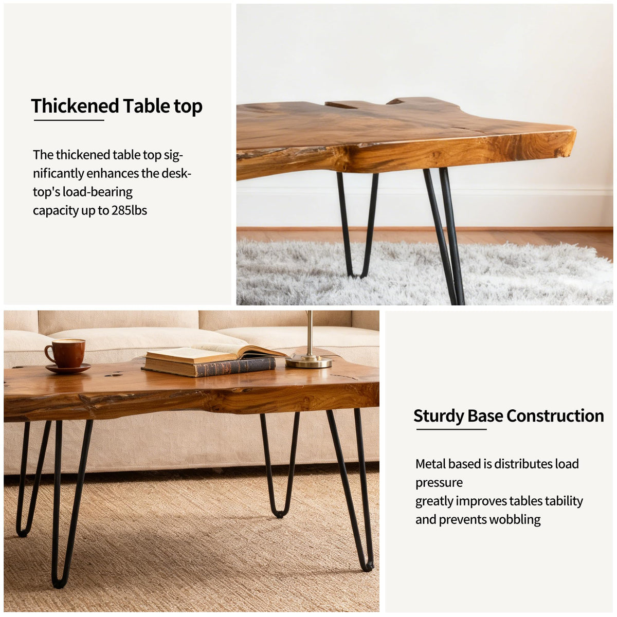 Live Edge Solid Wood Coffee Table L6369