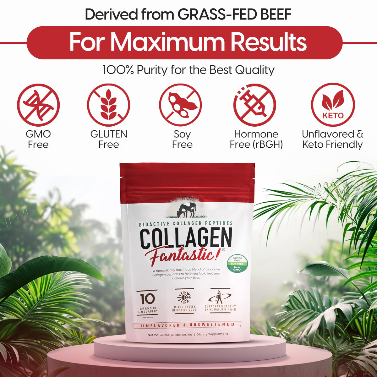 Collagen Peptides Powder Unflavored 2.2lb 90 Servings J248