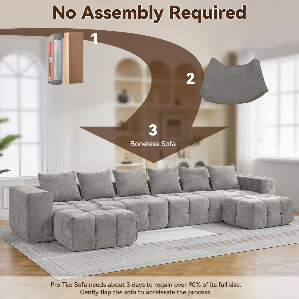 Light Grey Oversized Tufted Memory Foam Loveseat B772