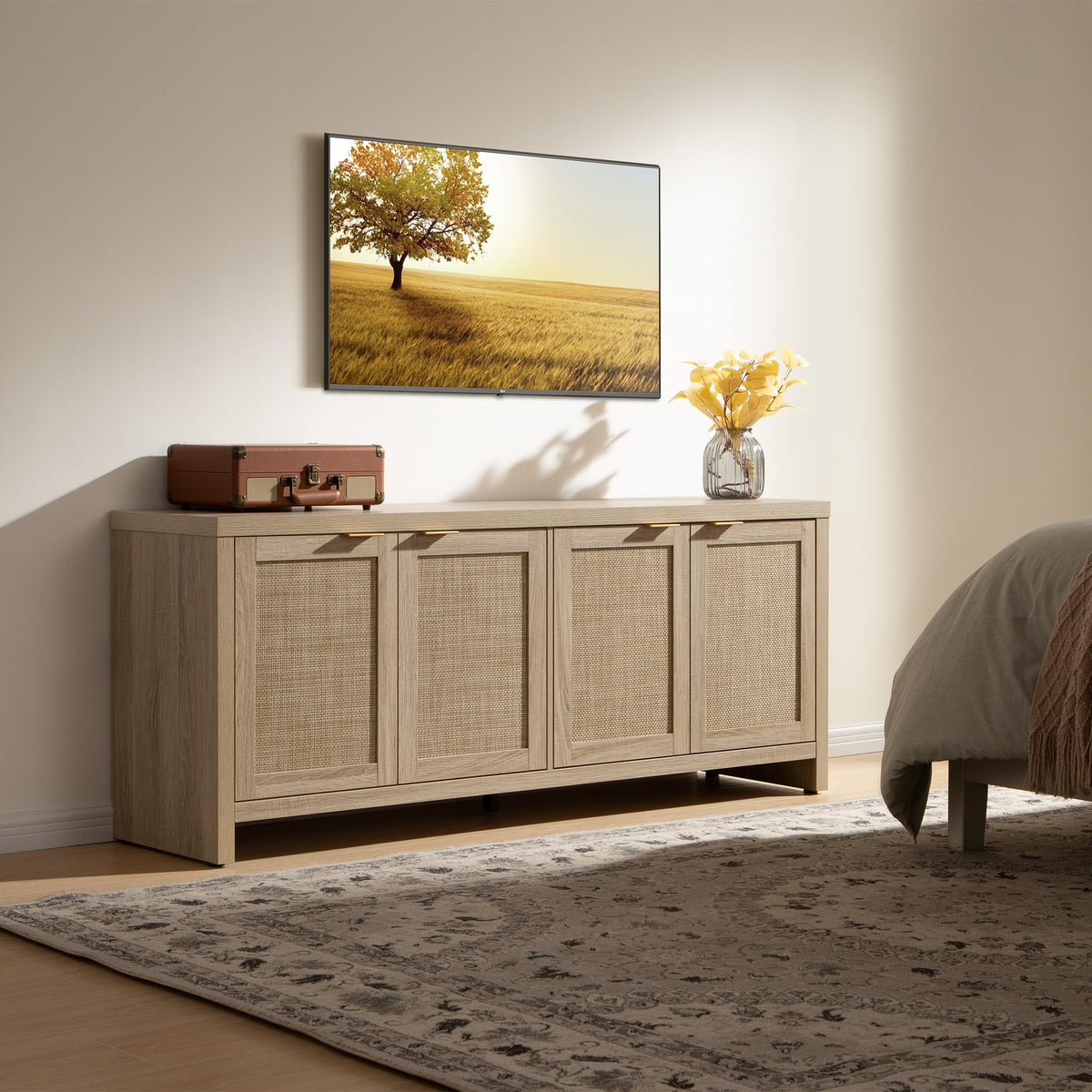 TV Stand with 4 Rattan Cabinets G89259