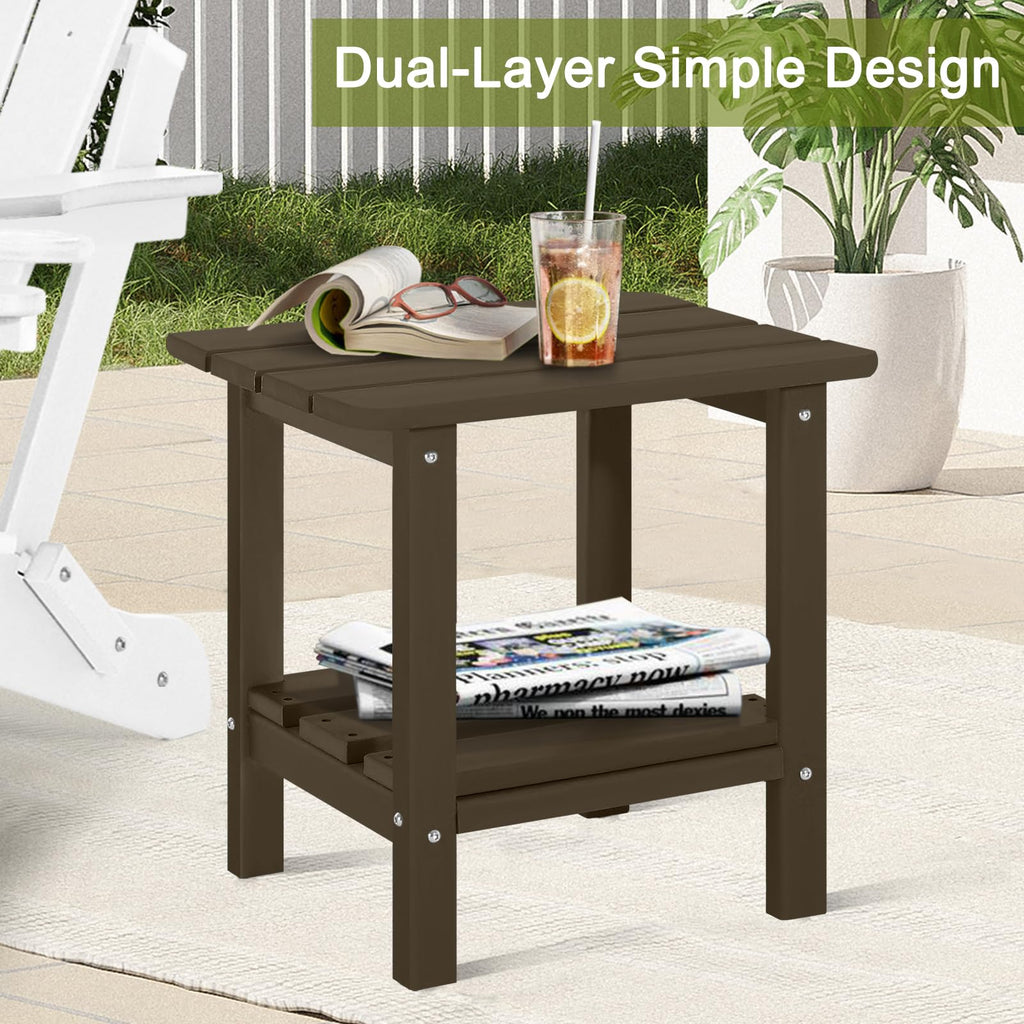 Set of 2 Dark Brown HDPE Storage Side Table E894256