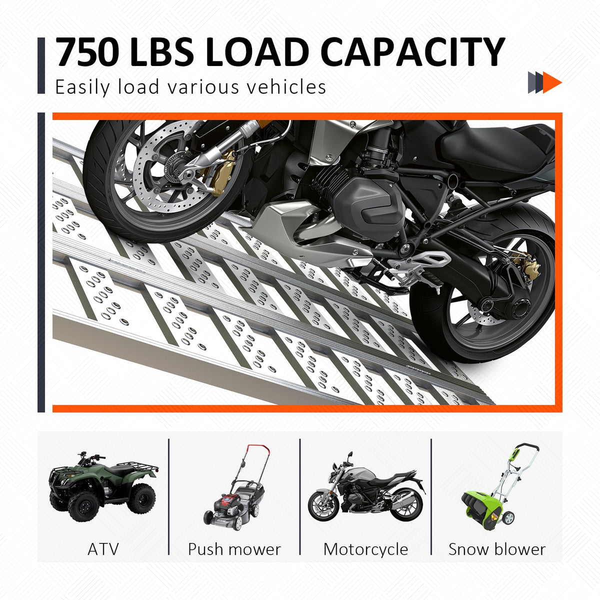Aluminum Tri-Fold Ramp with Treads, 1600 lbs Capacity T87102