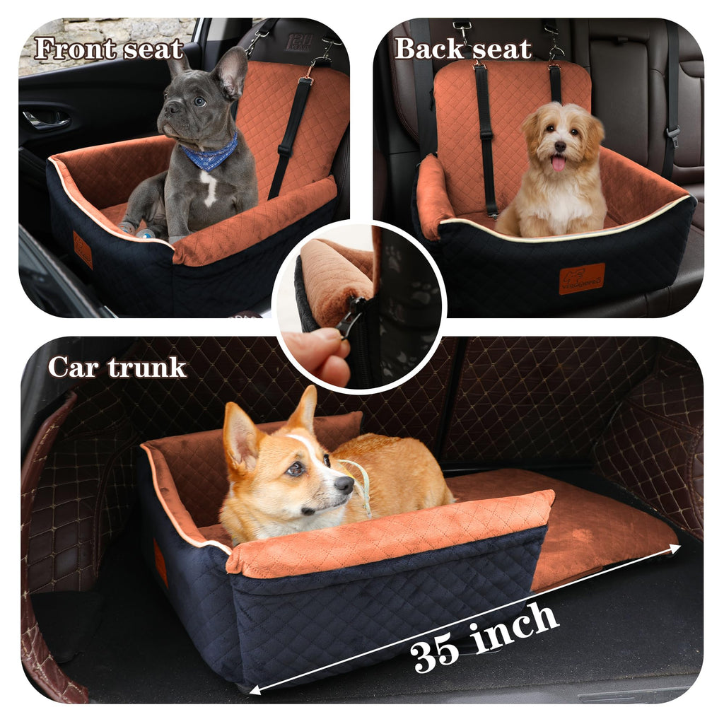 Dog Car Seat Bed 2 in 1 Memory Foam Removable Washable N67039