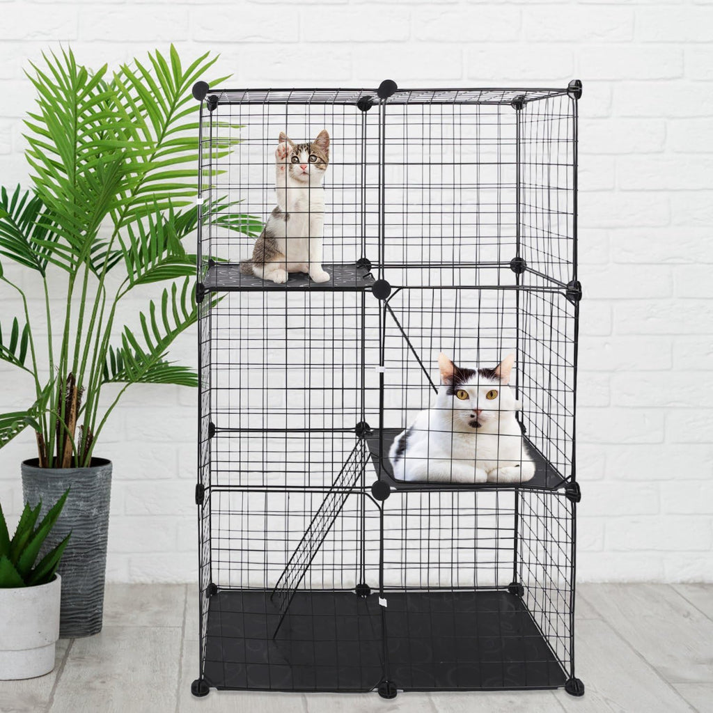 3-Tier Cat Cage with 3 Doors 2 Ramp Ladders U9963