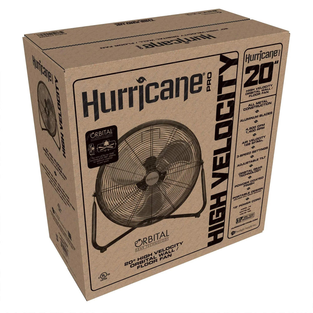 High Velocity Metal Orbital Floor Fan, 3 Speeds, Black, 20in R3137