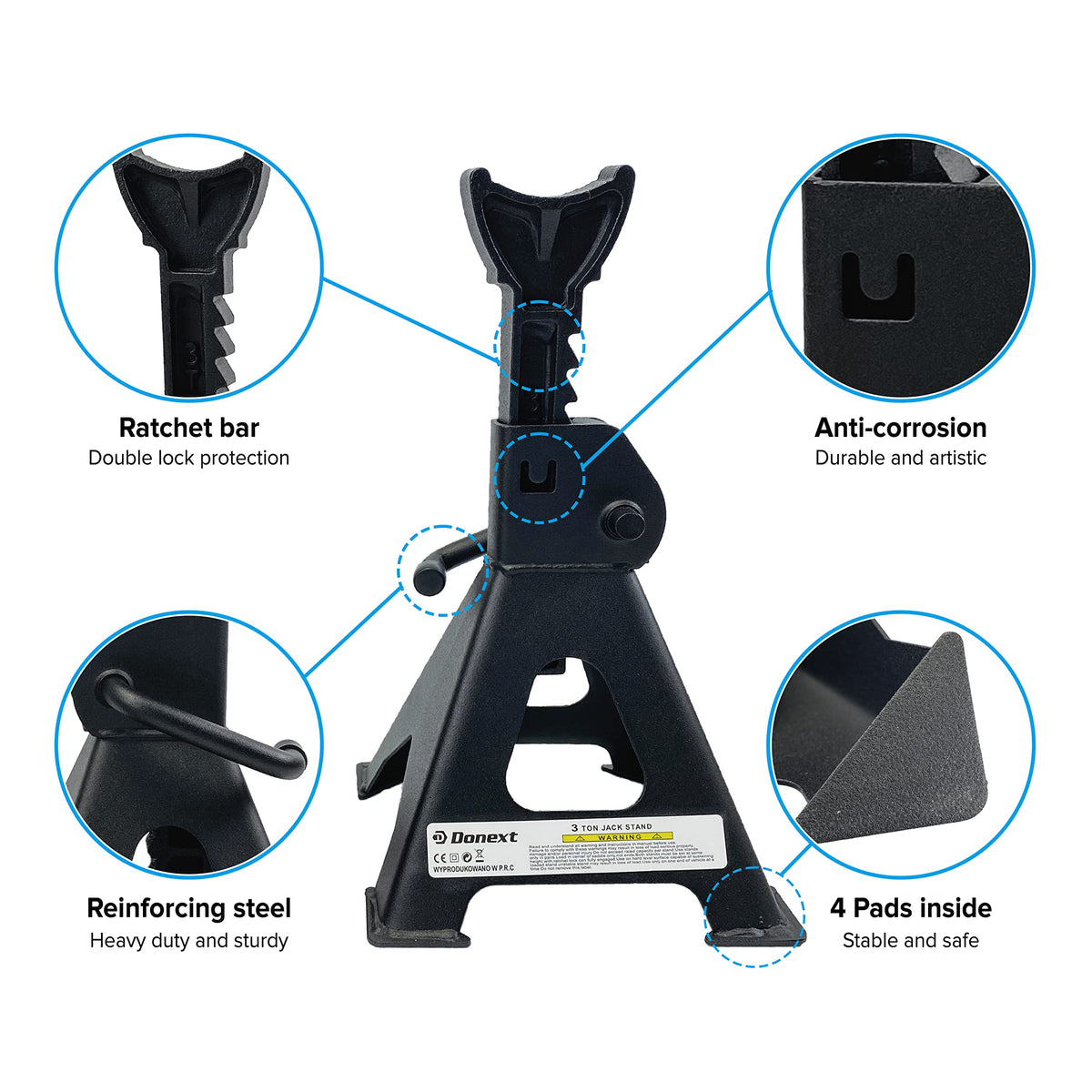 2.5 Ton Steel Floor Jack and 3 Ton Black Jack Stands J287
