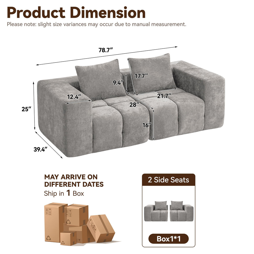 Light Grey Oversized Tufted Memory Foam Loveseat B772