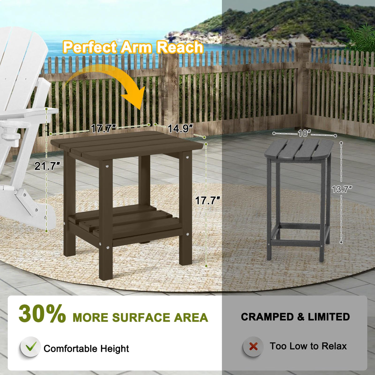 Set of 2 Dark Brown HDPE Storage Side Table E894256