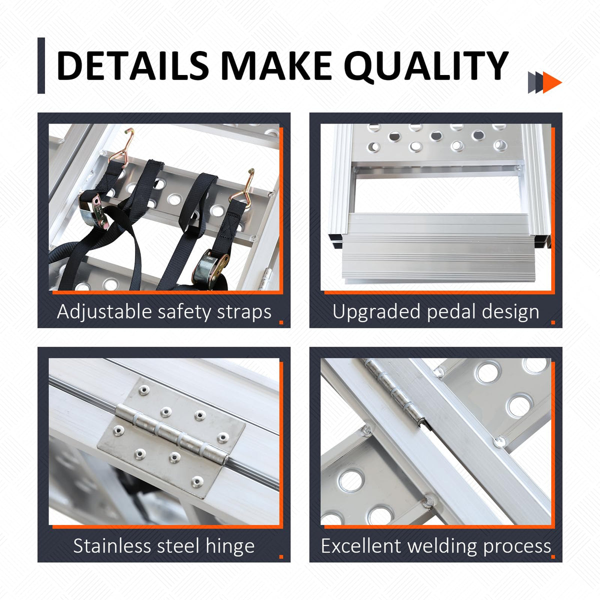 Aluminum Tri-Fold Ramp with Treads, 1600 lbs Capacity T87102
