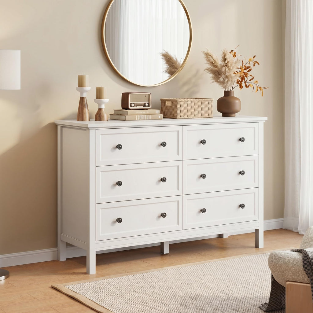 White 6 Drawer Dresser P43727