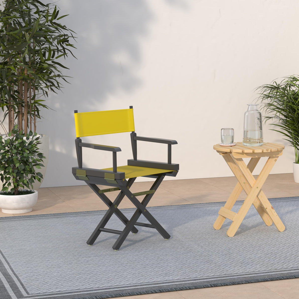 18" Black Frame-Gold Canvas Director Chair I76078
