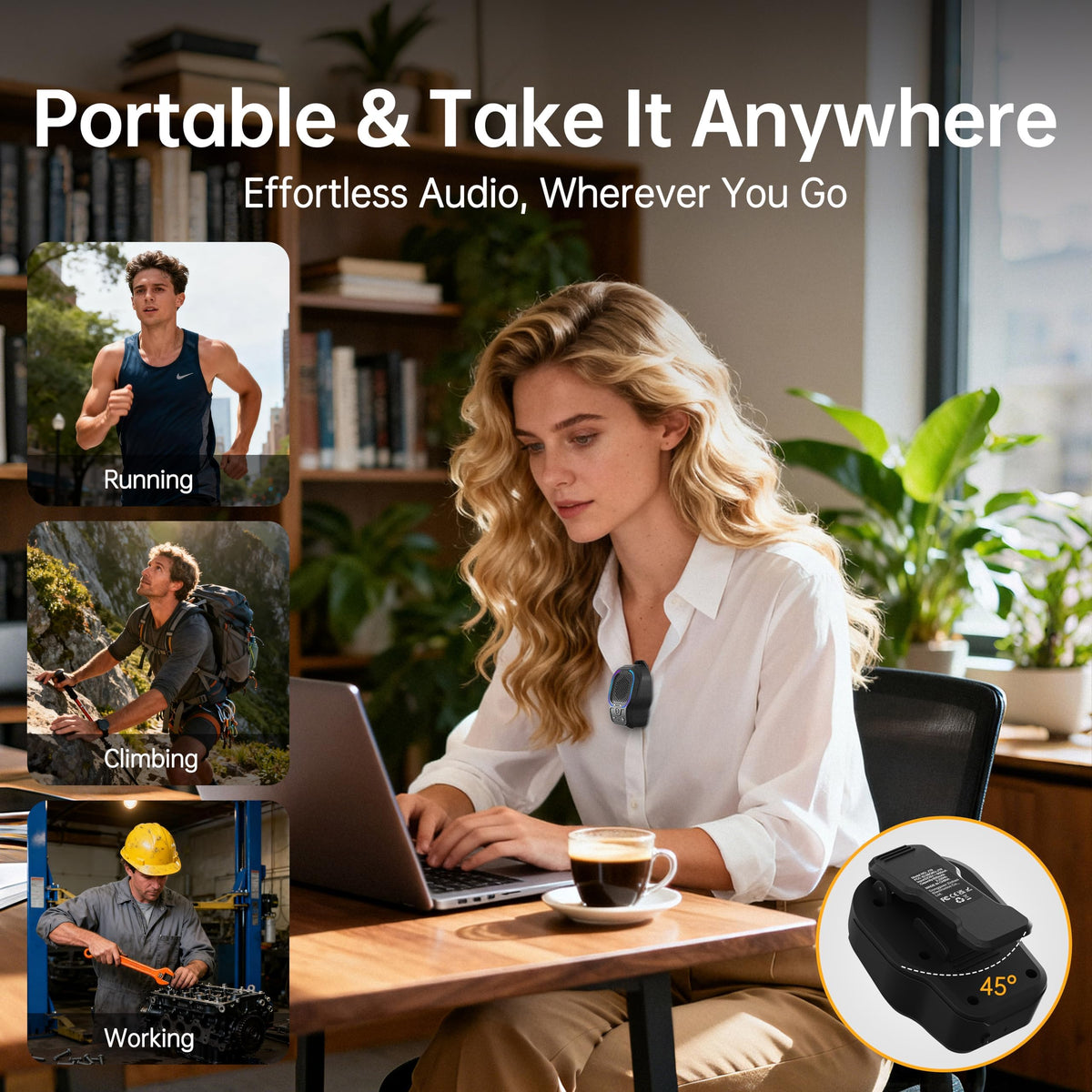 Black Magnetic Clip-on Portable Bluetooth Speaker V899650