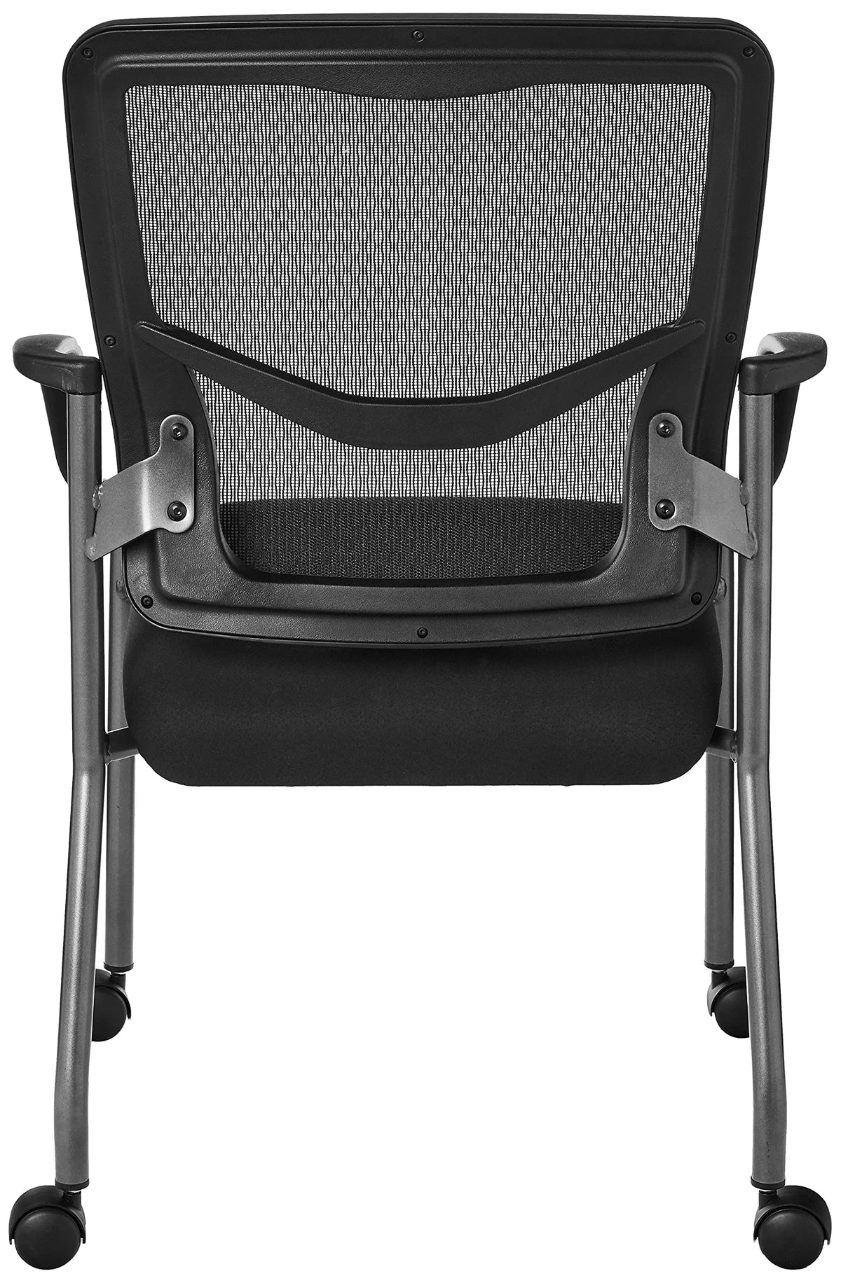 Stackable Visitor's Chair with Breathable Back and Rolling Casters H7595