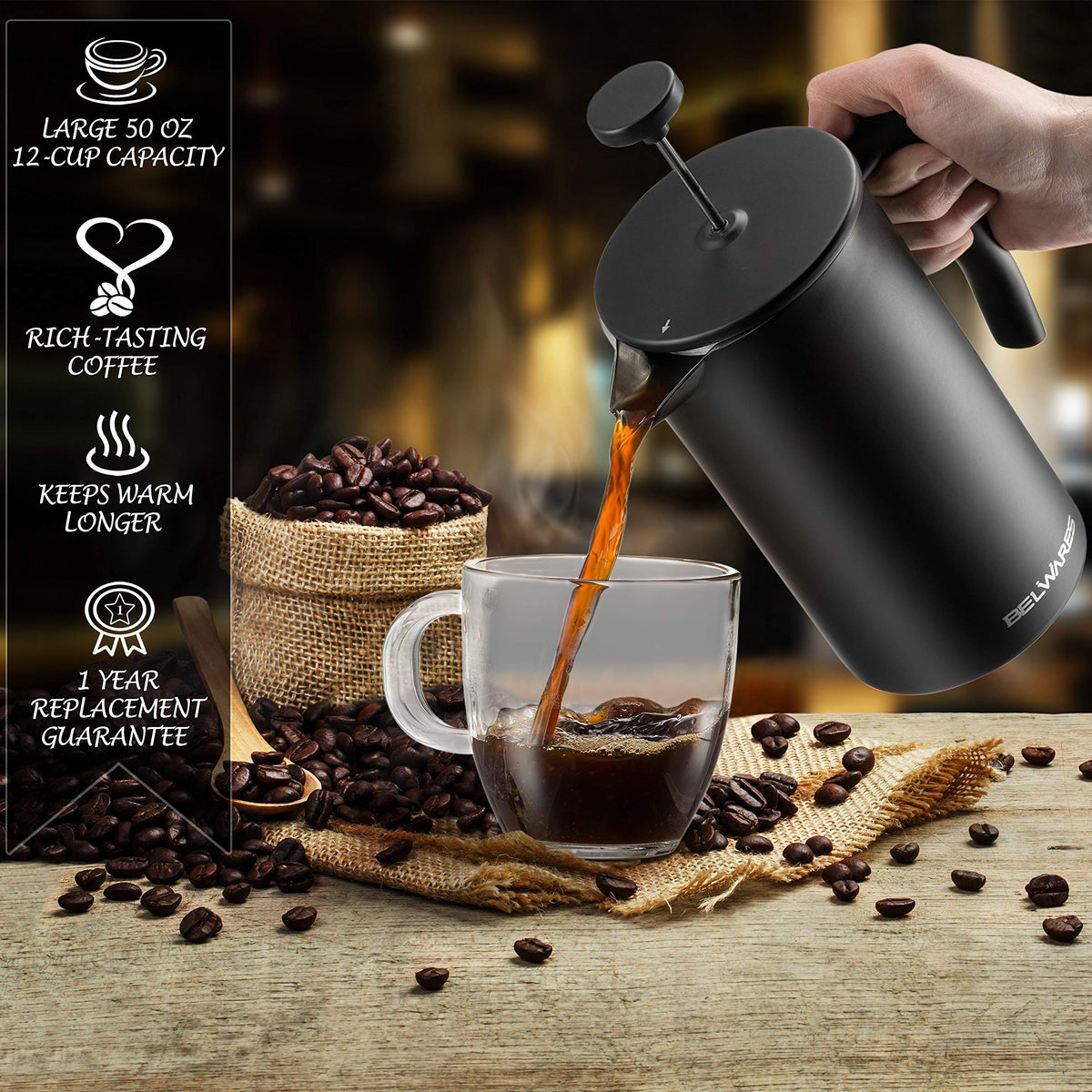 Insulated French Press Coffee Maker 50oz T27944
