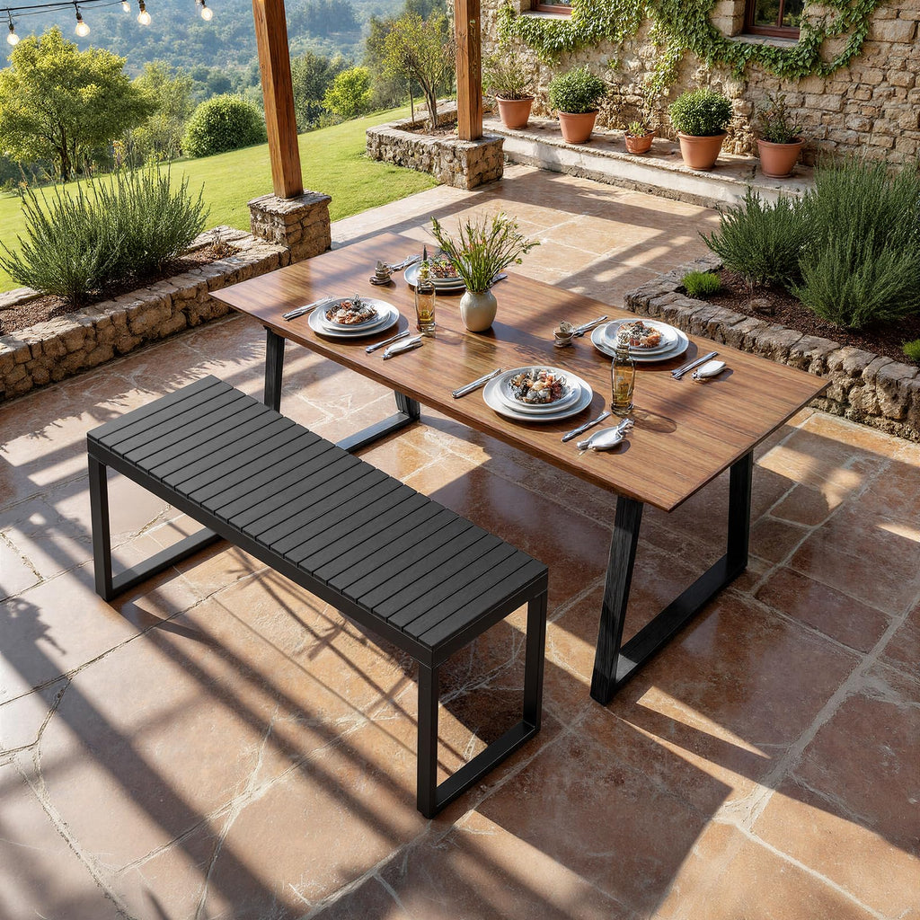 Black 2-Person Outdoor Bench Y66695