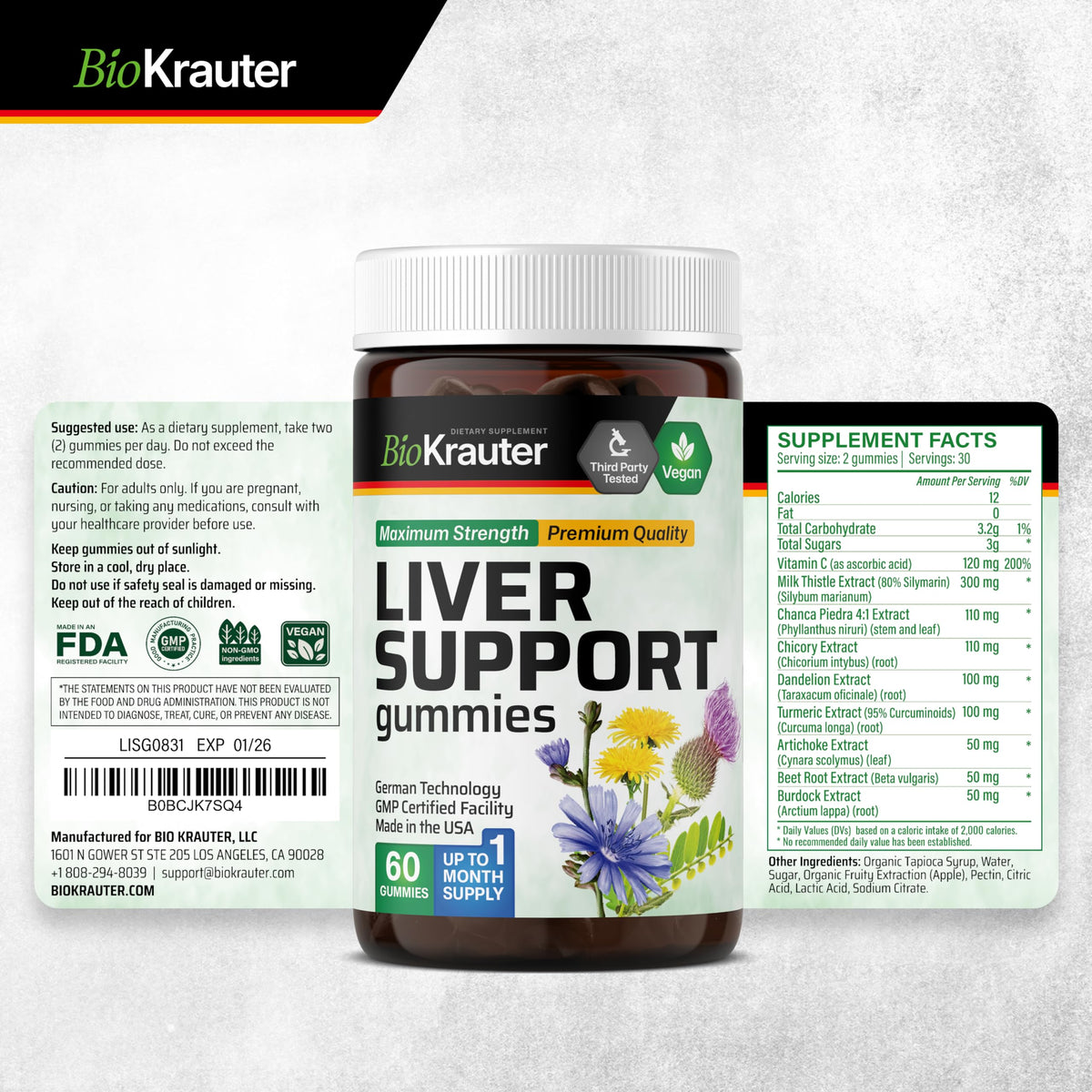 Liver Detox with Vitamin C & Milk Thistle, 60 Gummies E322
