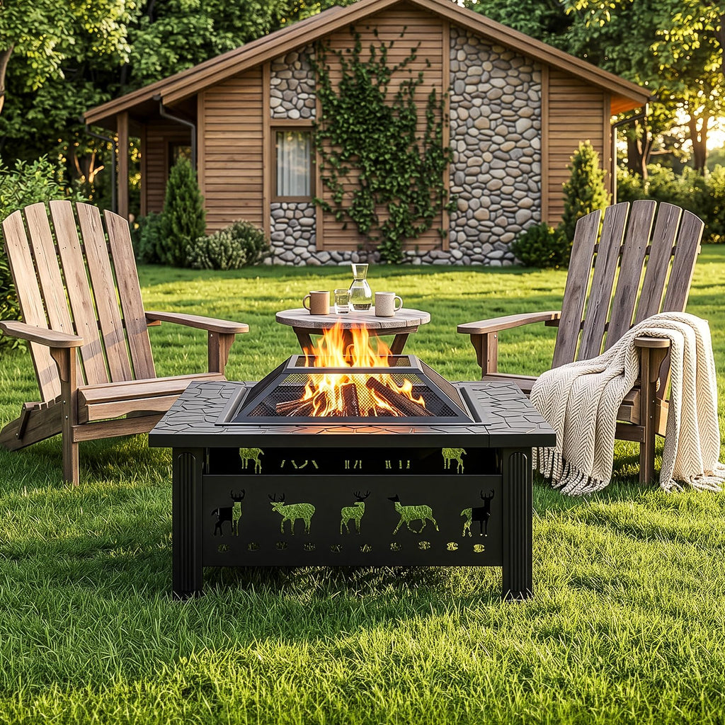 32 Inch Black Wrought Iron Wood Burning Fire Pit C878